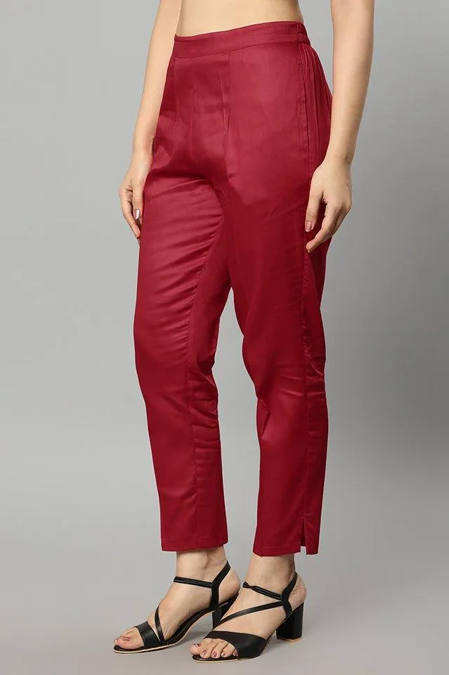 Straight Fit Red Drainpipe Pants