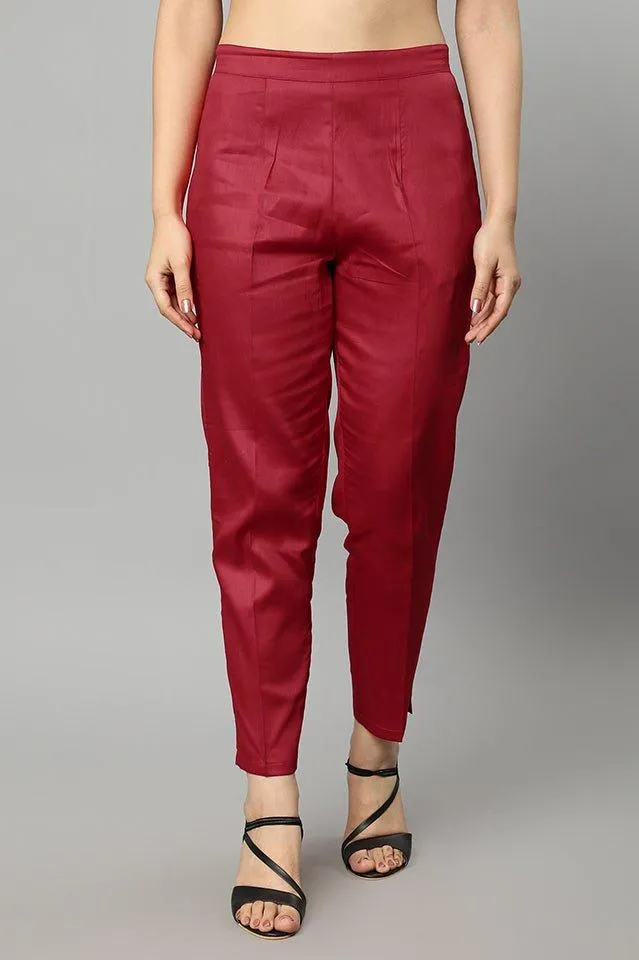 Straight Fit Red Drainpipe Pants