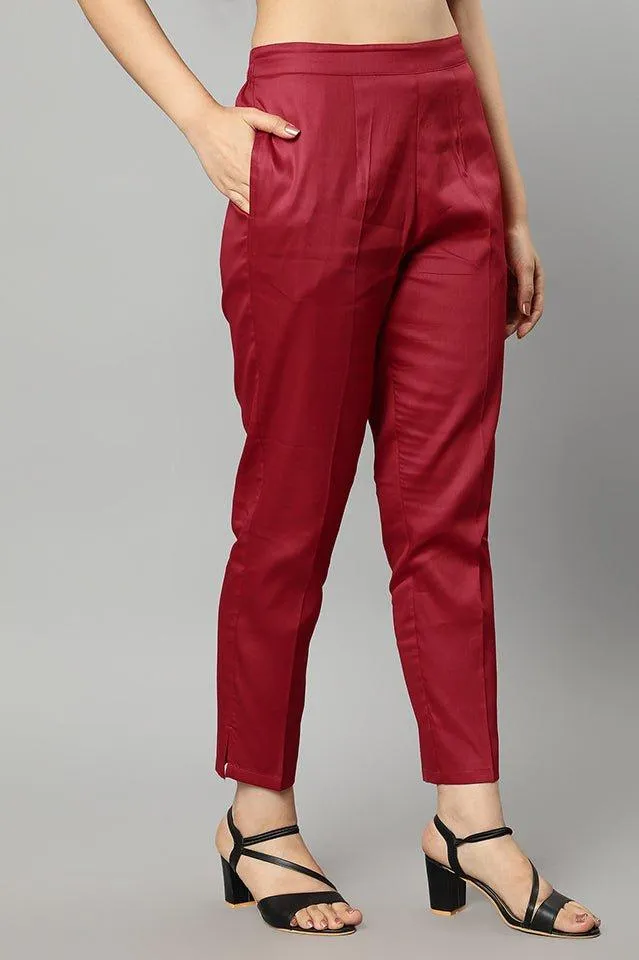 Straight Fit Red Drainpipe Pants