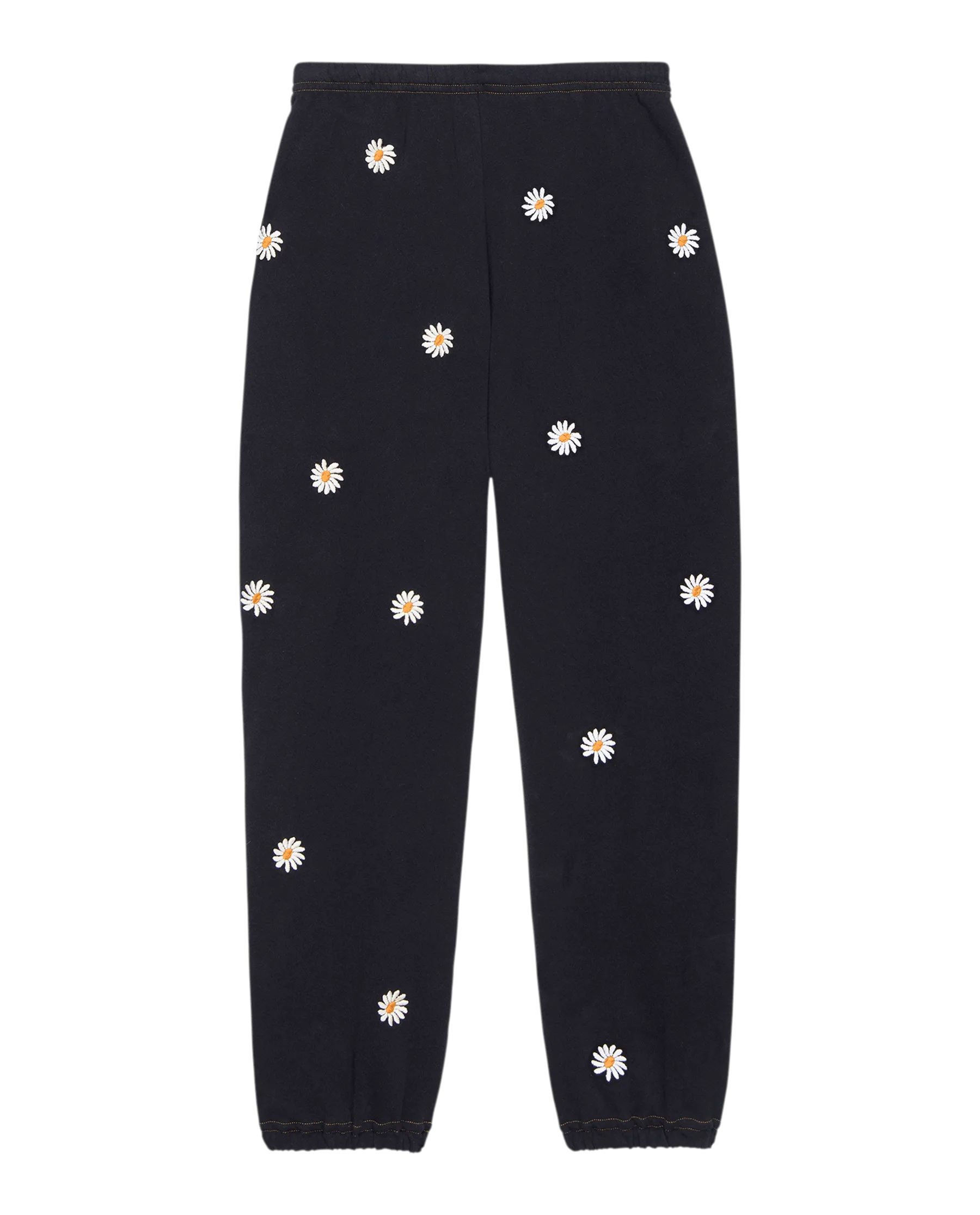 The Stadium Sweatpant. Embroidered -- Almost Black with Daisy Embroidery