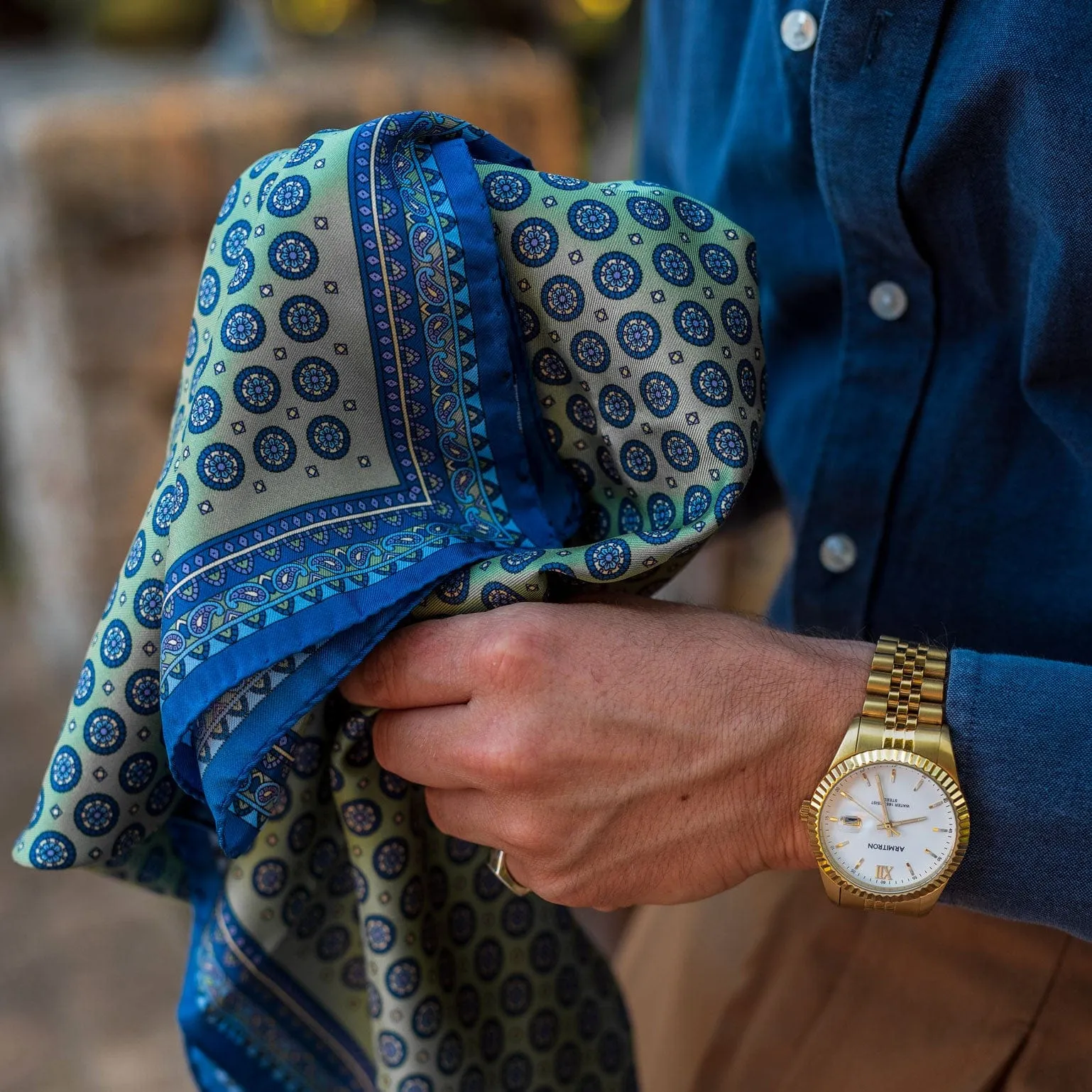 Toscana - Hand Rolled Silk Neckerchief - Pistachio