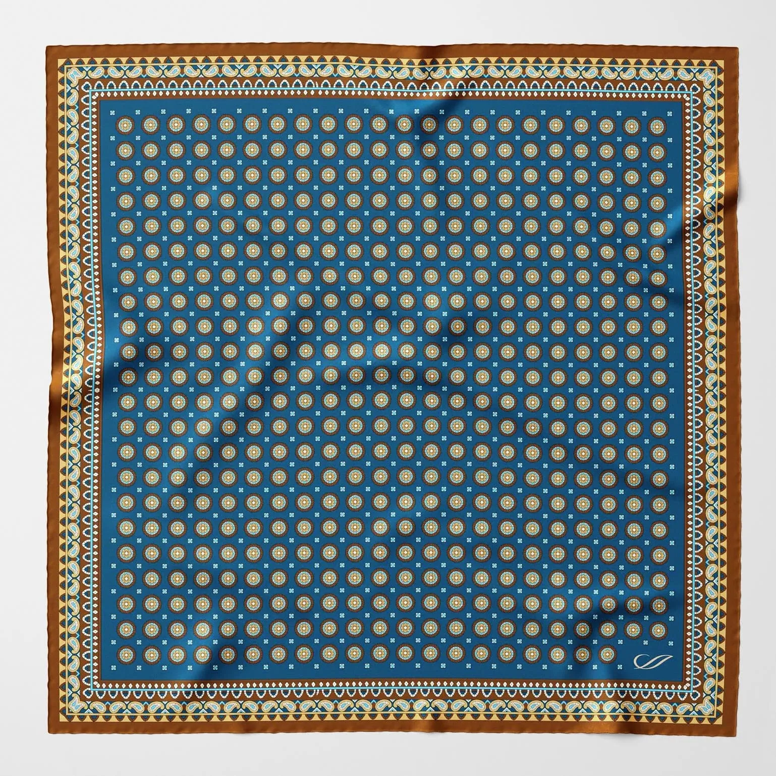 Toscana - Hand Rolled Silk Neckerchief - Prussian Blue