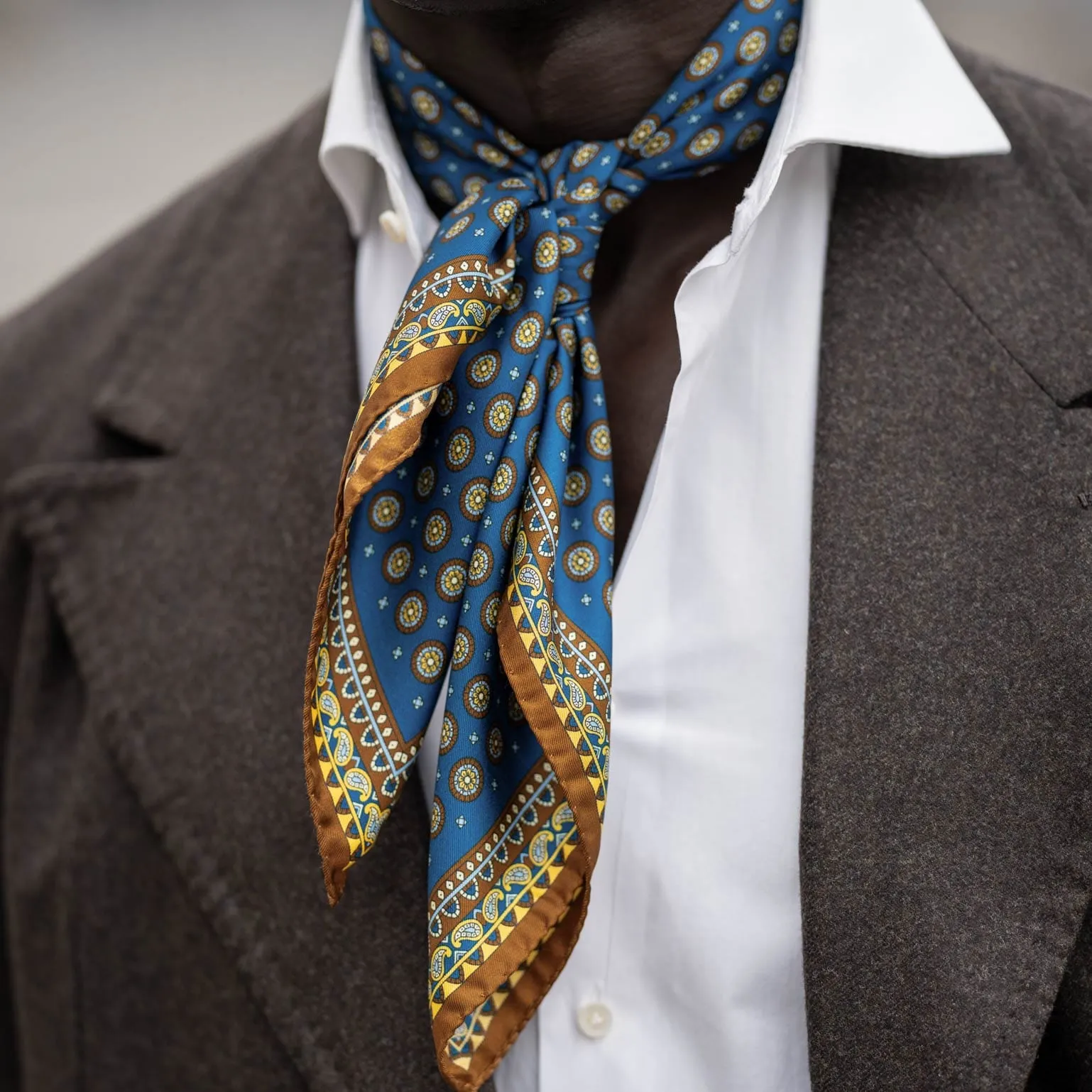 Toscana - Hand Rolled Silk Neckerchief - Prussian Blue