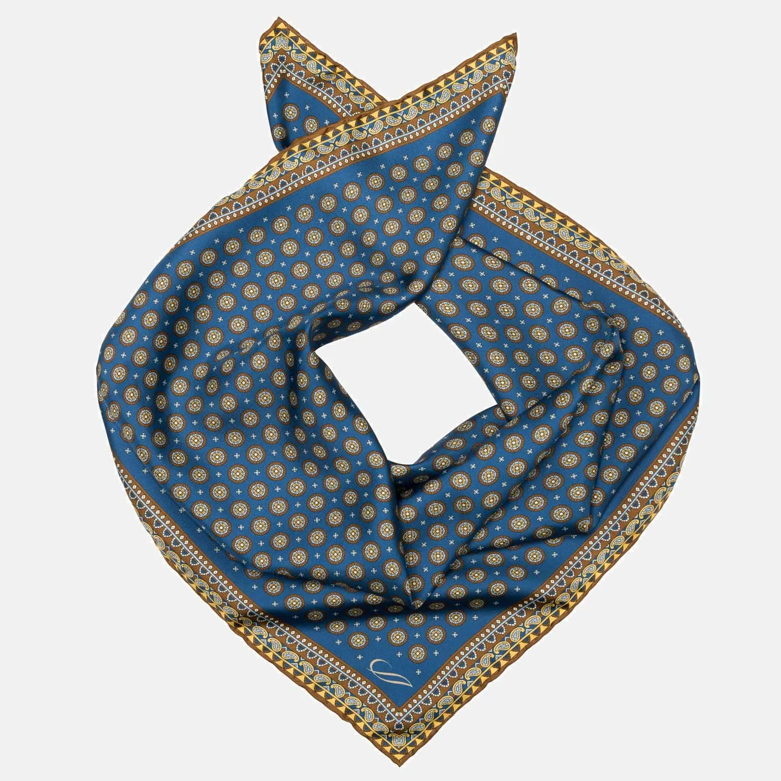 Toscana - Hand Rolled Silk Neckerchief - Prussian Blue