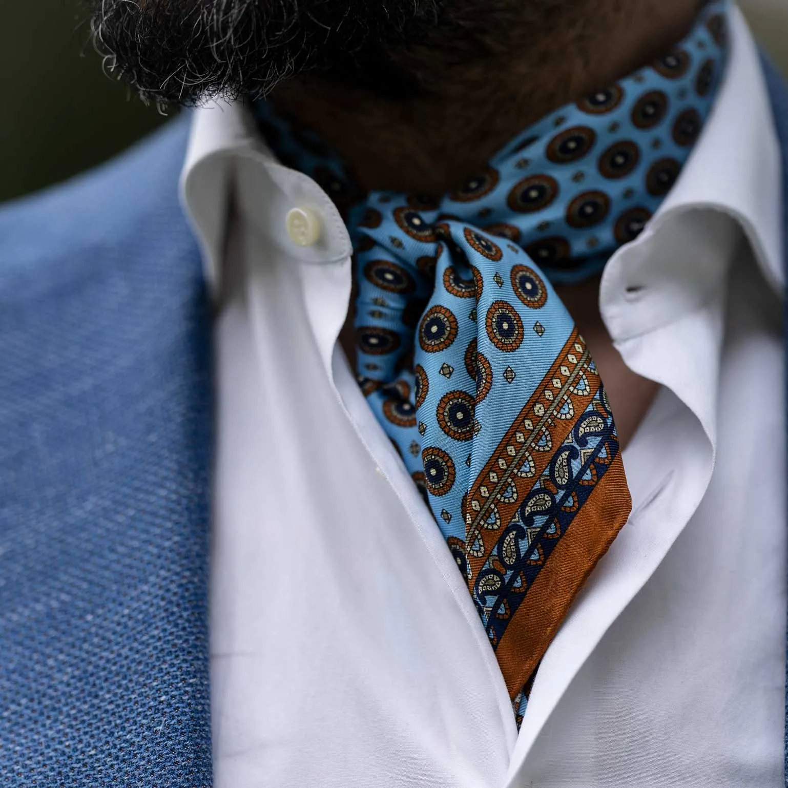 Toscana - Hand Rolled Silk Neckerchief - Sky Blue