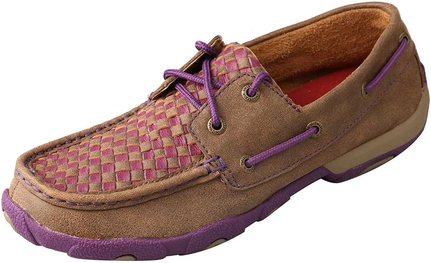 Twisted X Women's Boat Shoe Driving Moc with CellStretch, Bomber/Khaki, 6(M)