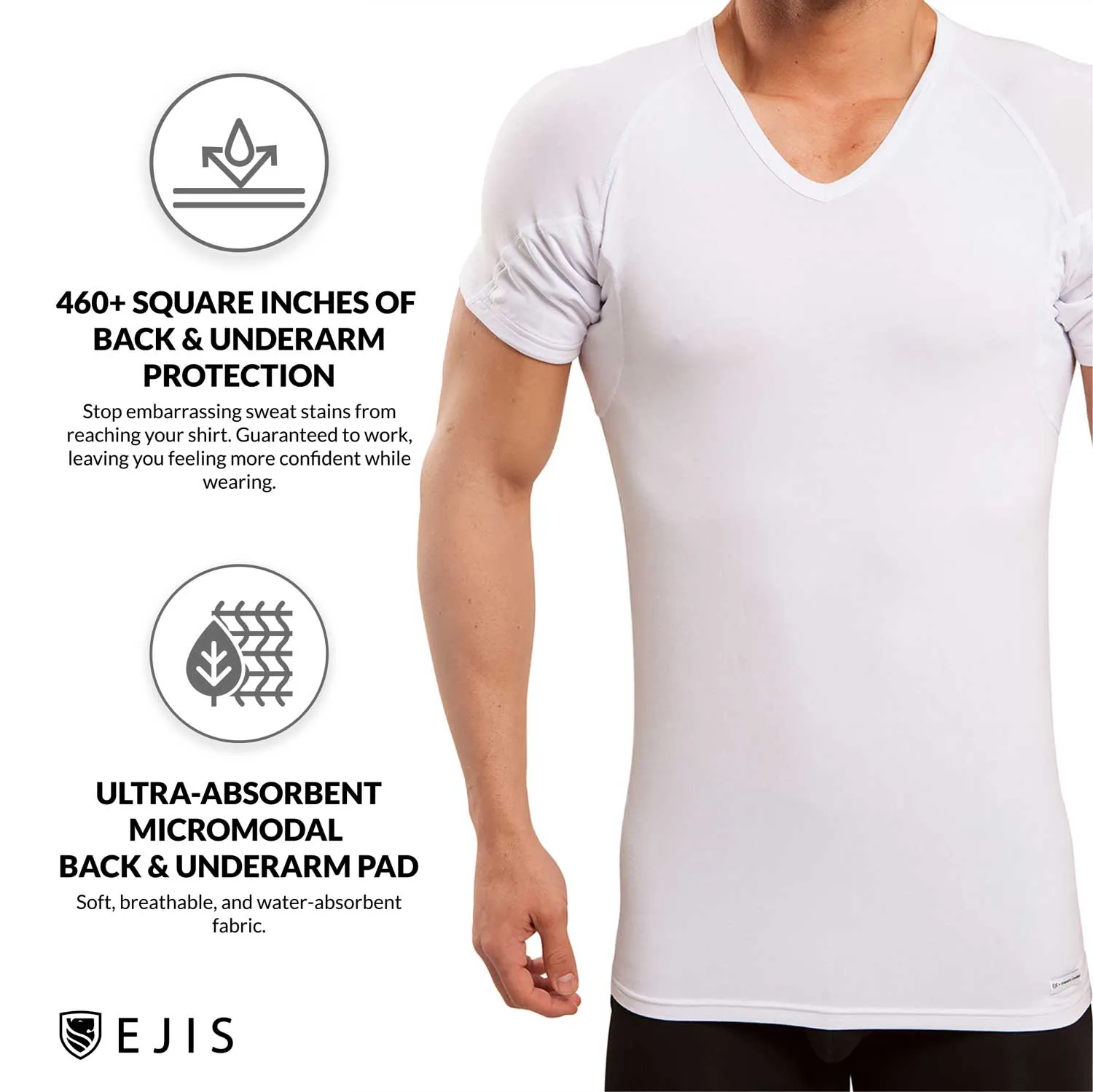 V-Neck Micro Modal Back & Underarm Sweat Proof Undershirt for Men