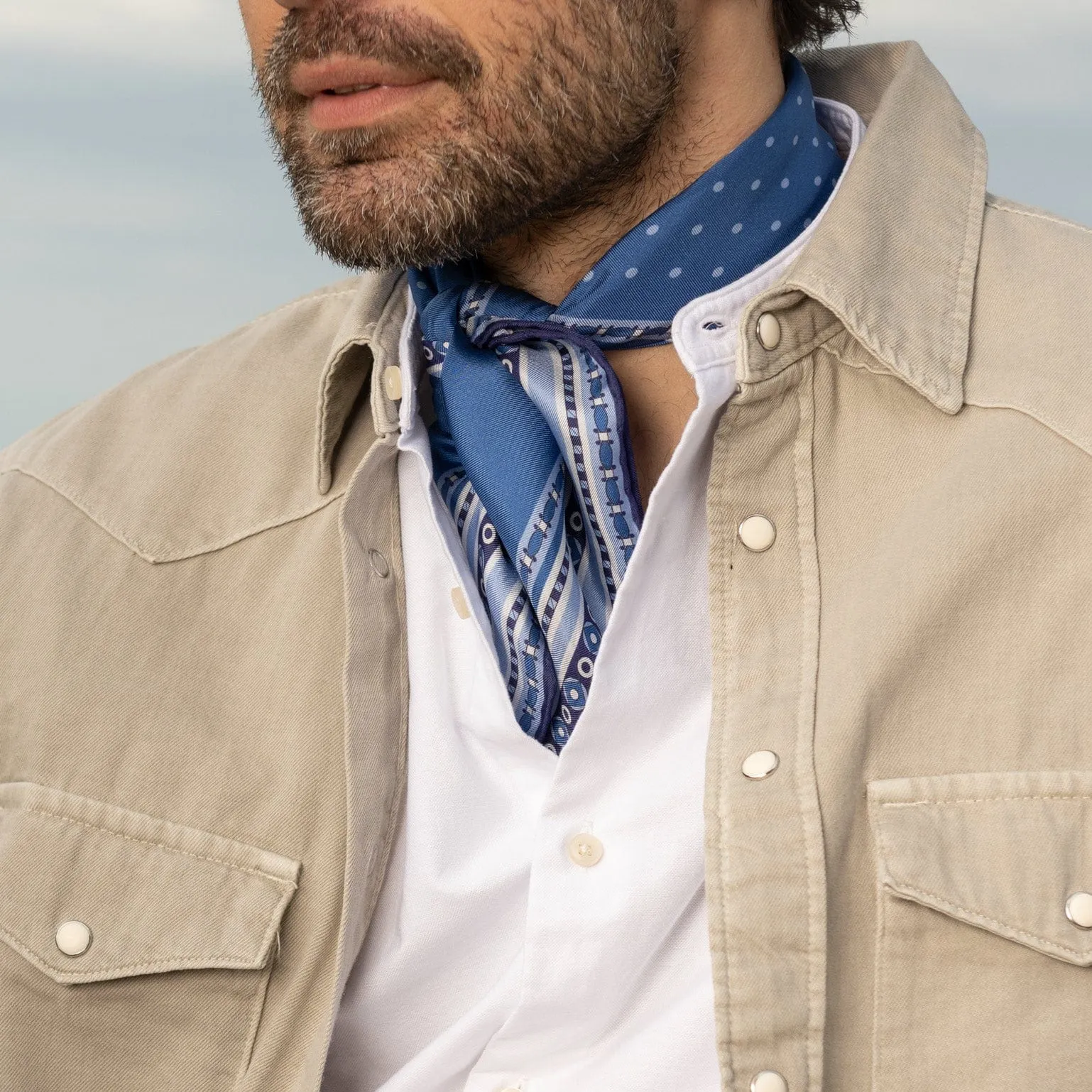 Verona - Hand Rolled Silk Neckerchief - Blue