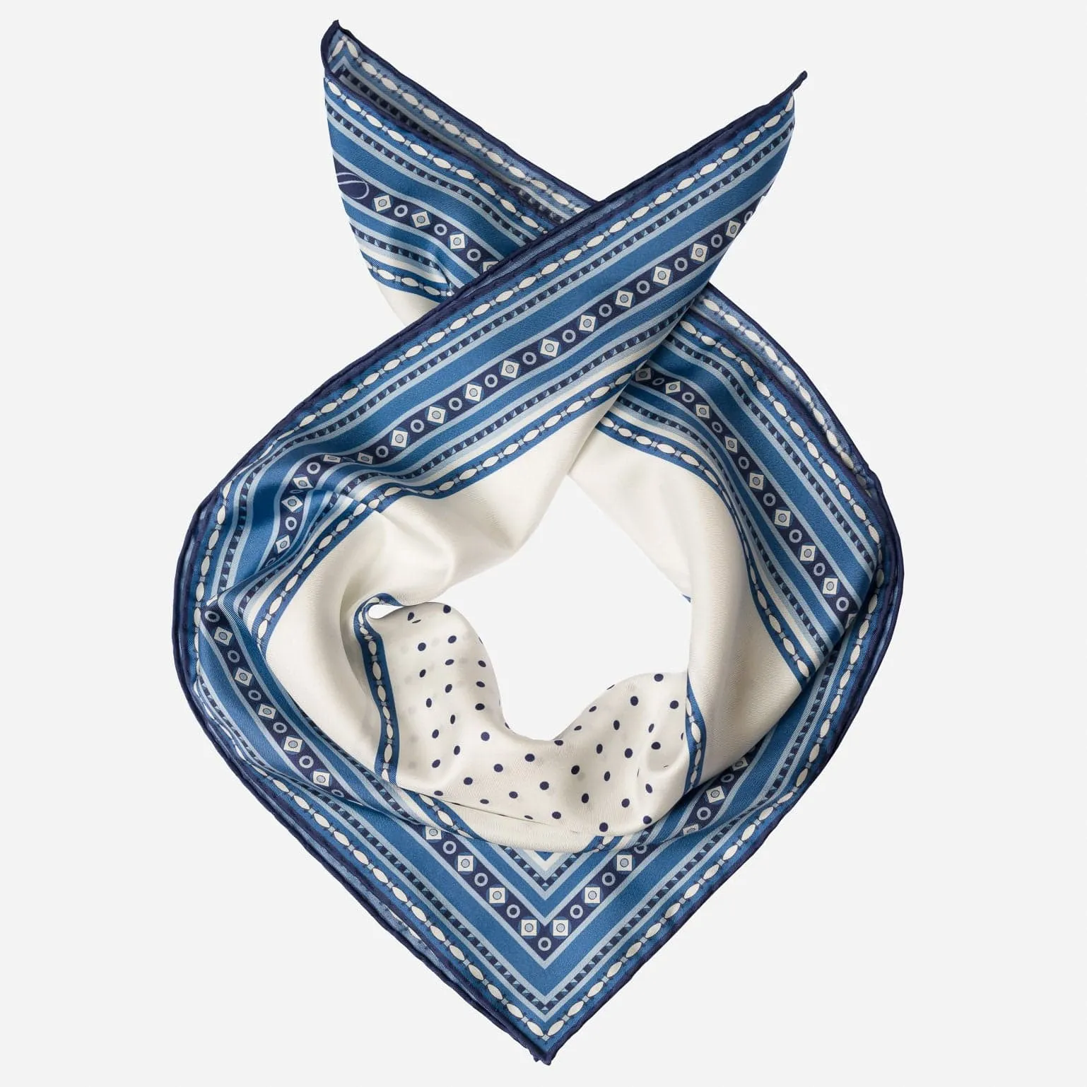 Verona - Hand Rolled Silk Neckerchief - White & Blue