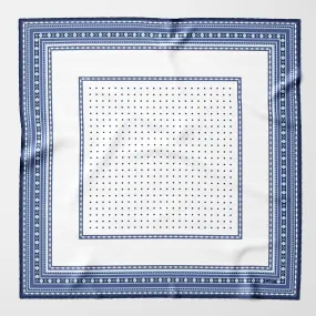 Verona - Hand Rolled Silk Neckerchief - White & Blue