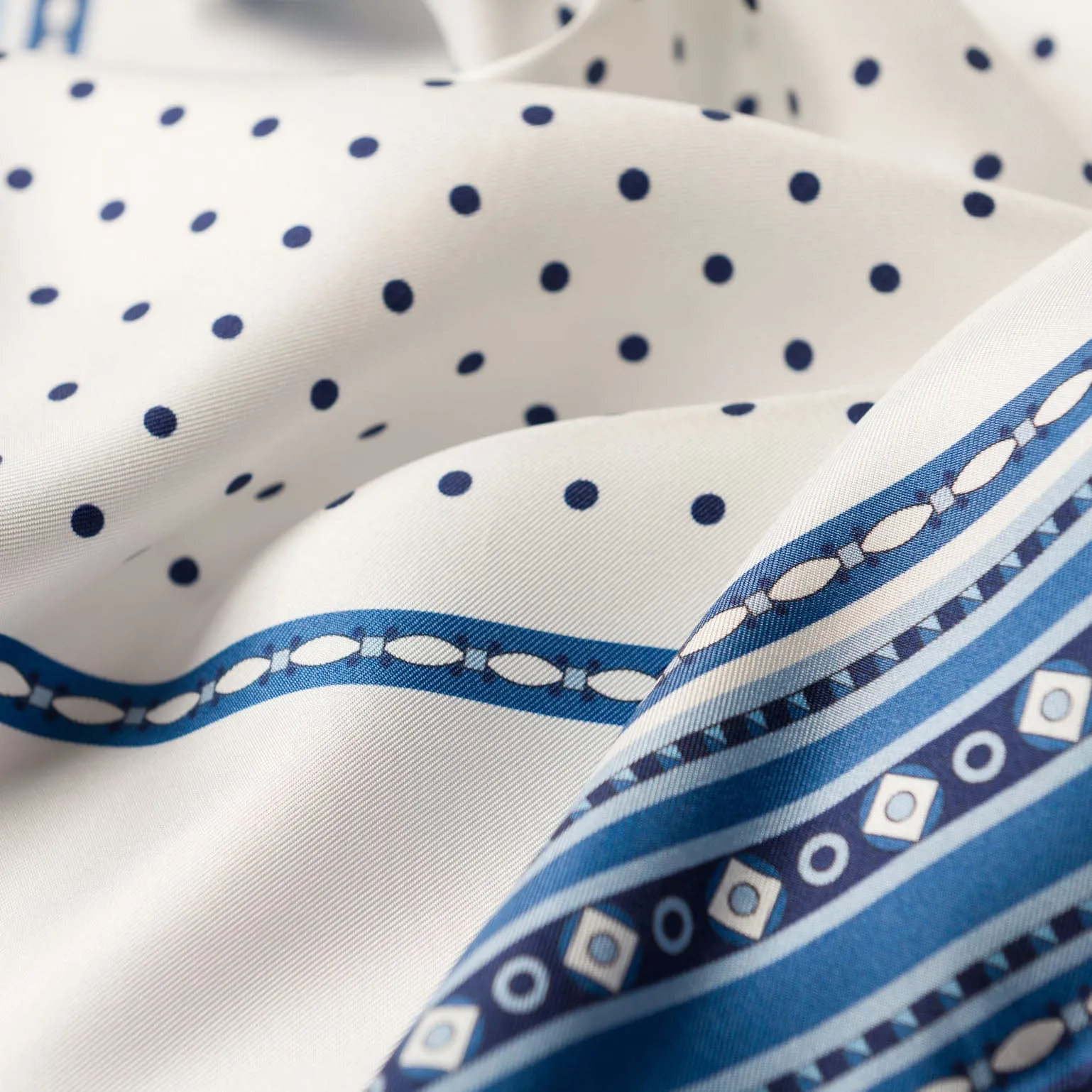 Verona - Hand Rolled Silk Neckerchief - White & Blue