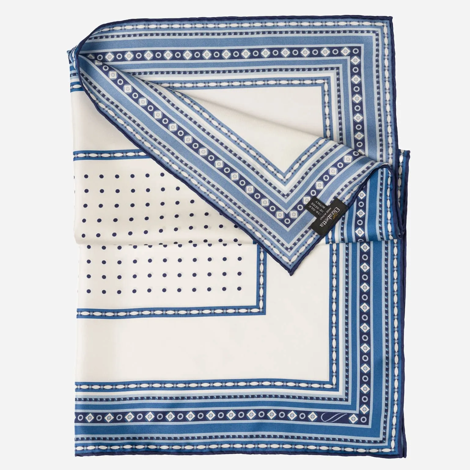 Verona - Hand Rolled Silk Neckerchief - White & Blue