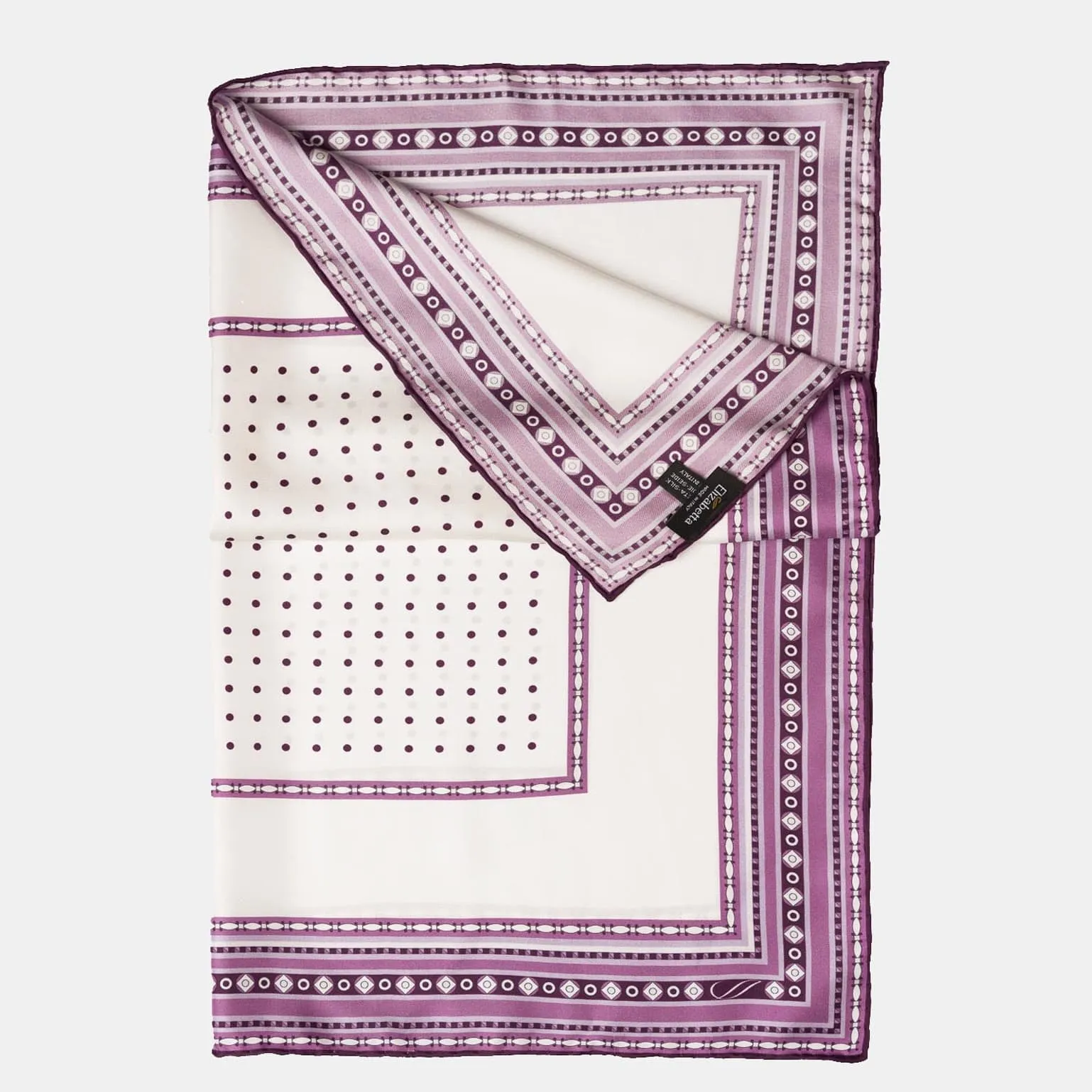 Verona - Hand Rolled Silk Neckerchief - White & Lilac