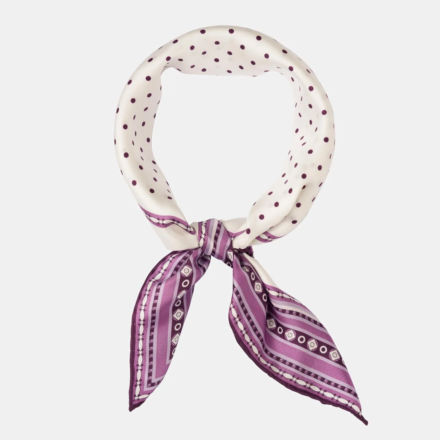 Verona - Hand Rolled Silk Neckerchief - White & Lilac