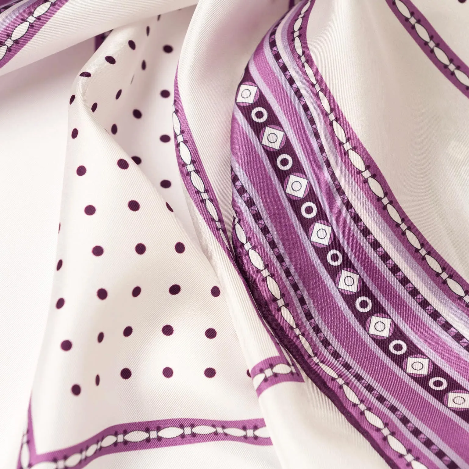 Verona - Hand Rolled Silk Neckerchief - White & Lilac