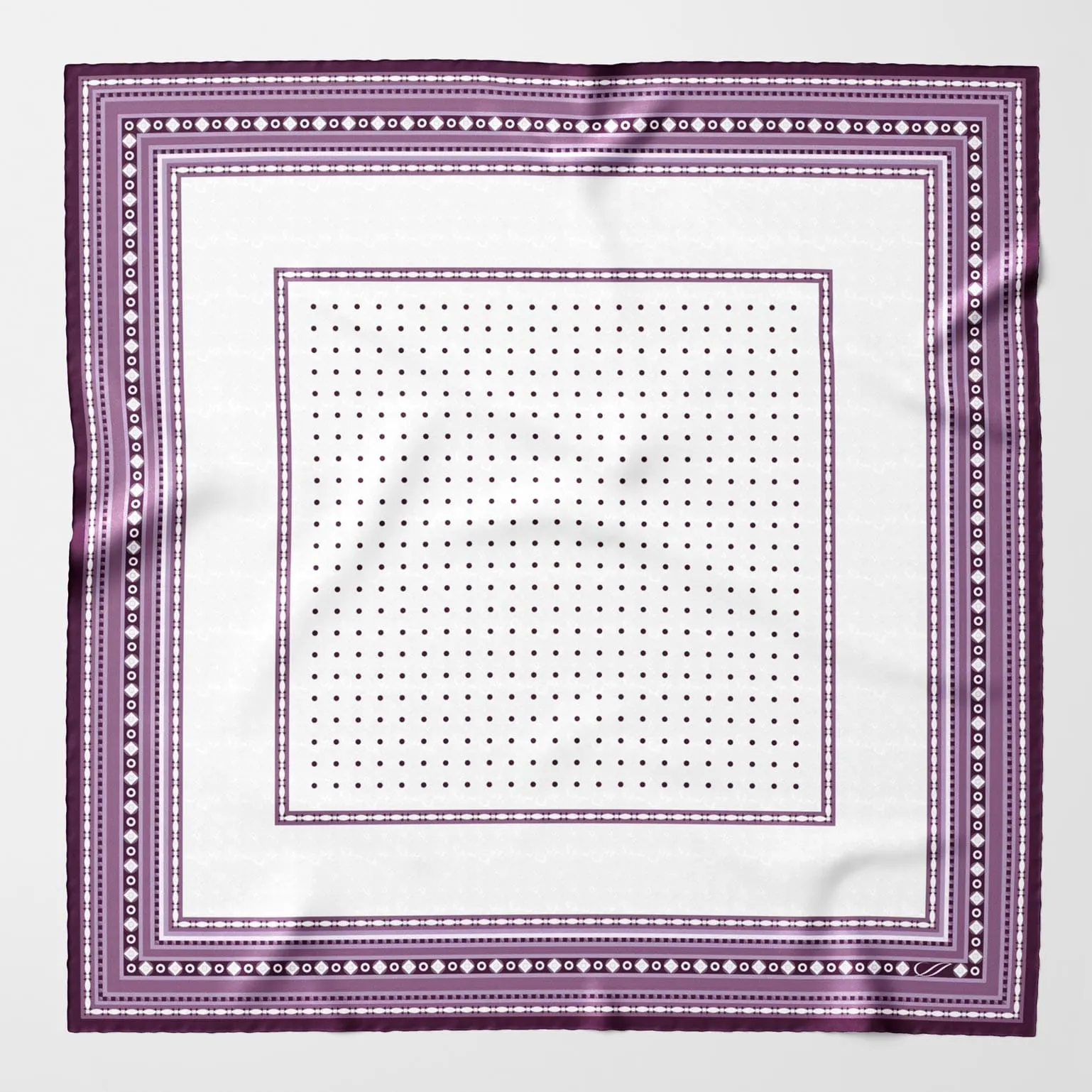 Verona - Hand Rolled Silk Neckerchief - White & Lilac