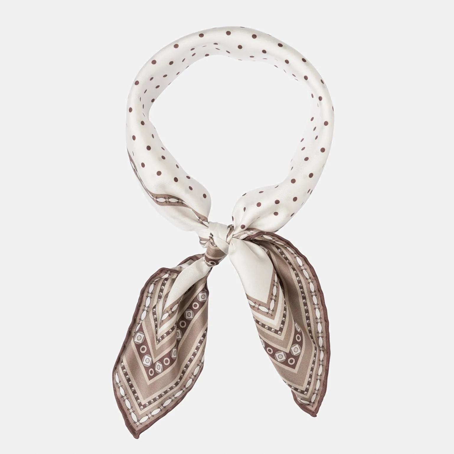 Verona - Hand Rolled Silk Neckerchief - White & Sand