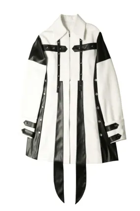 White Leather Woolen Coat