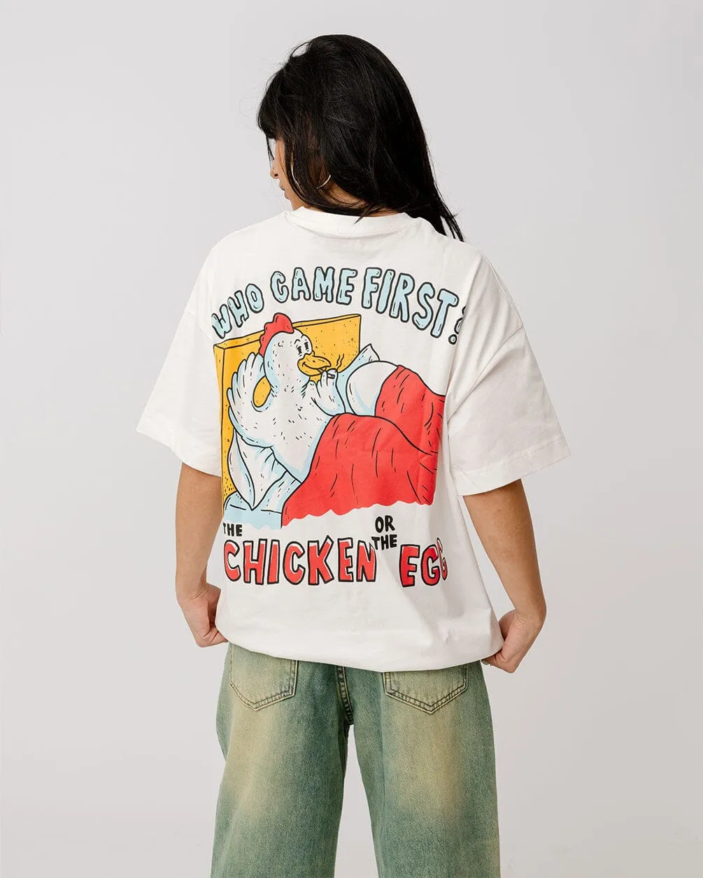 Who Came First Printed Oversized Tee