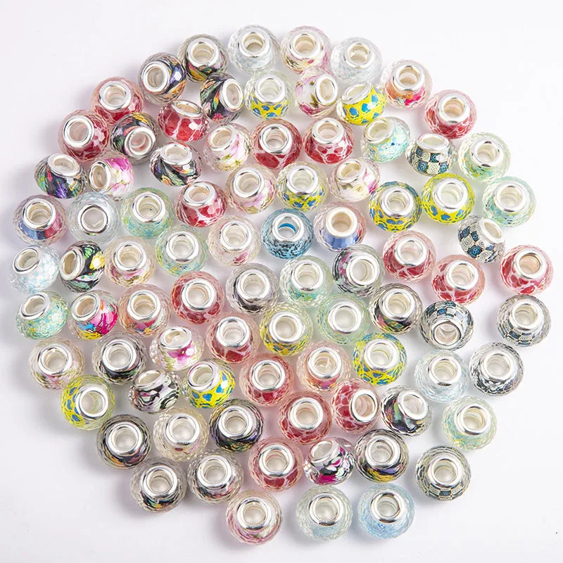 Wholesale 10-200PCS/Pack 14mm Resin Flower Big Hole Beads