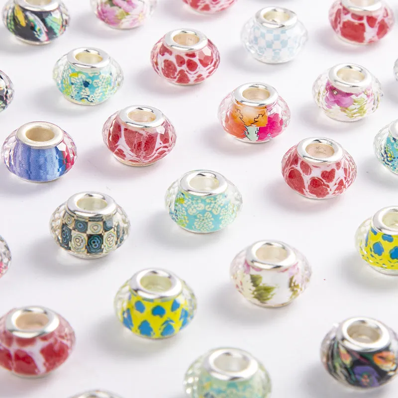 Wholesale 10-200PCS/Pack 14mm Resin Flower Big Hole Beads