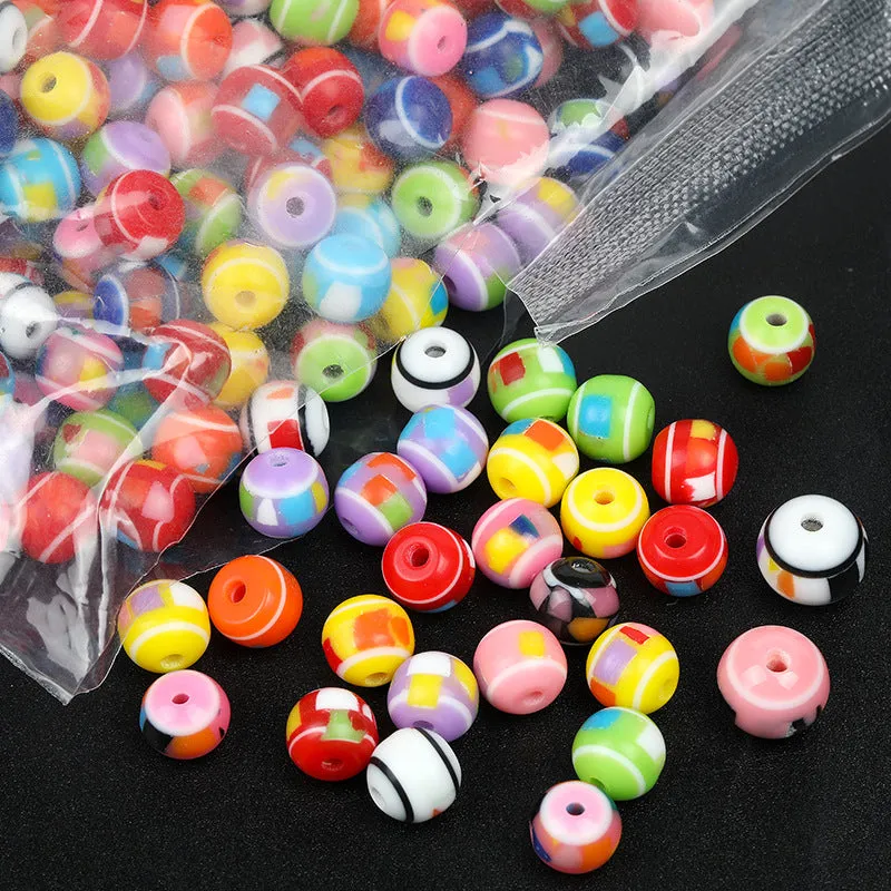 Wholesale 1000PCS/PACK Colorblock Resin Stripes Candy Color Through Hole Skewer Beads