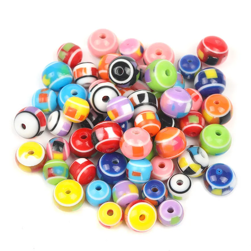 Wholesale 1000PCS/PACK Colorblock Resin Stripes Candy Color Through Hole Skewer Beads