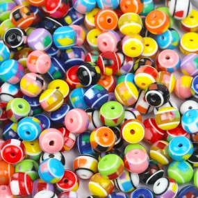 Wholesale 1000PCS/PACK Colorblock Resin Stripes Candy Color Through Hole Skewer Beads