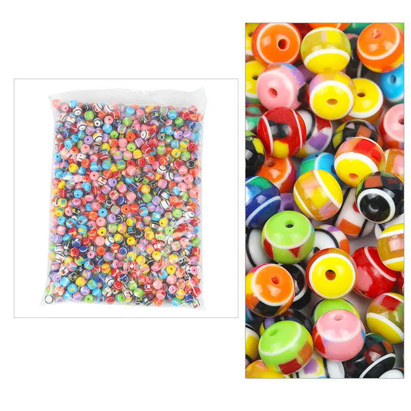 Wholesale 1000PCS/PACK Colorblock Resin Stripes Candy Color Through Hole Skewer Beads