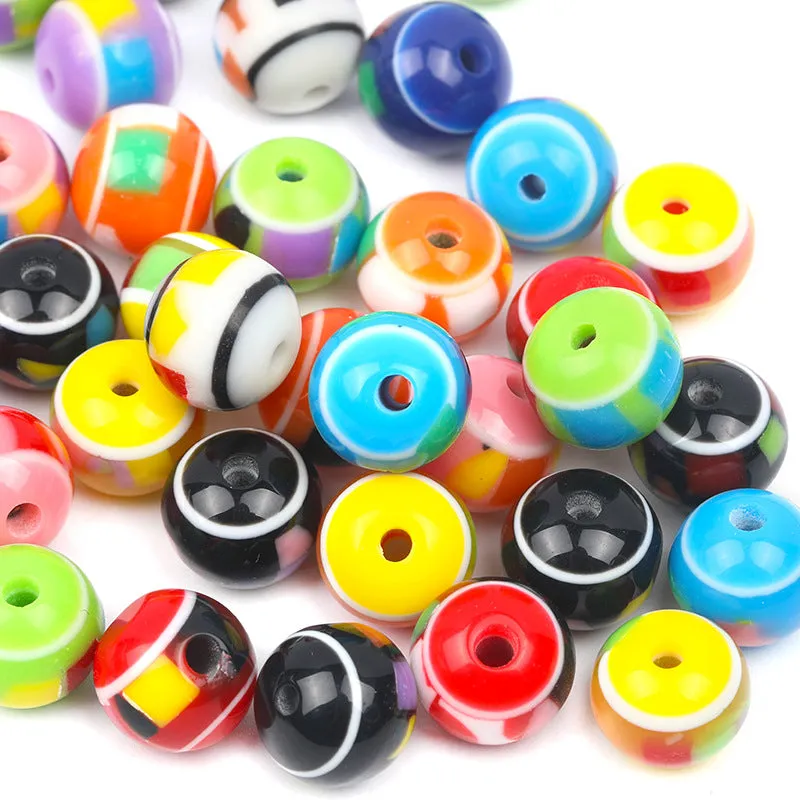 Wholesale 1000PCS/PACK Colorblock Resin Stripes Candy Color Through Hole Skewer Beads