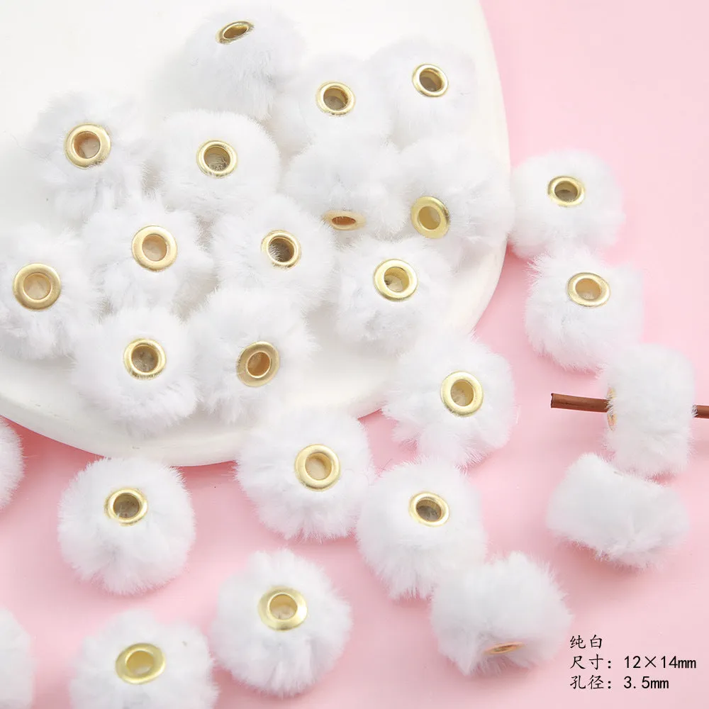 Wholesale 100PCS 2CM perforated hair ball straight hole beading handmade diy accessories