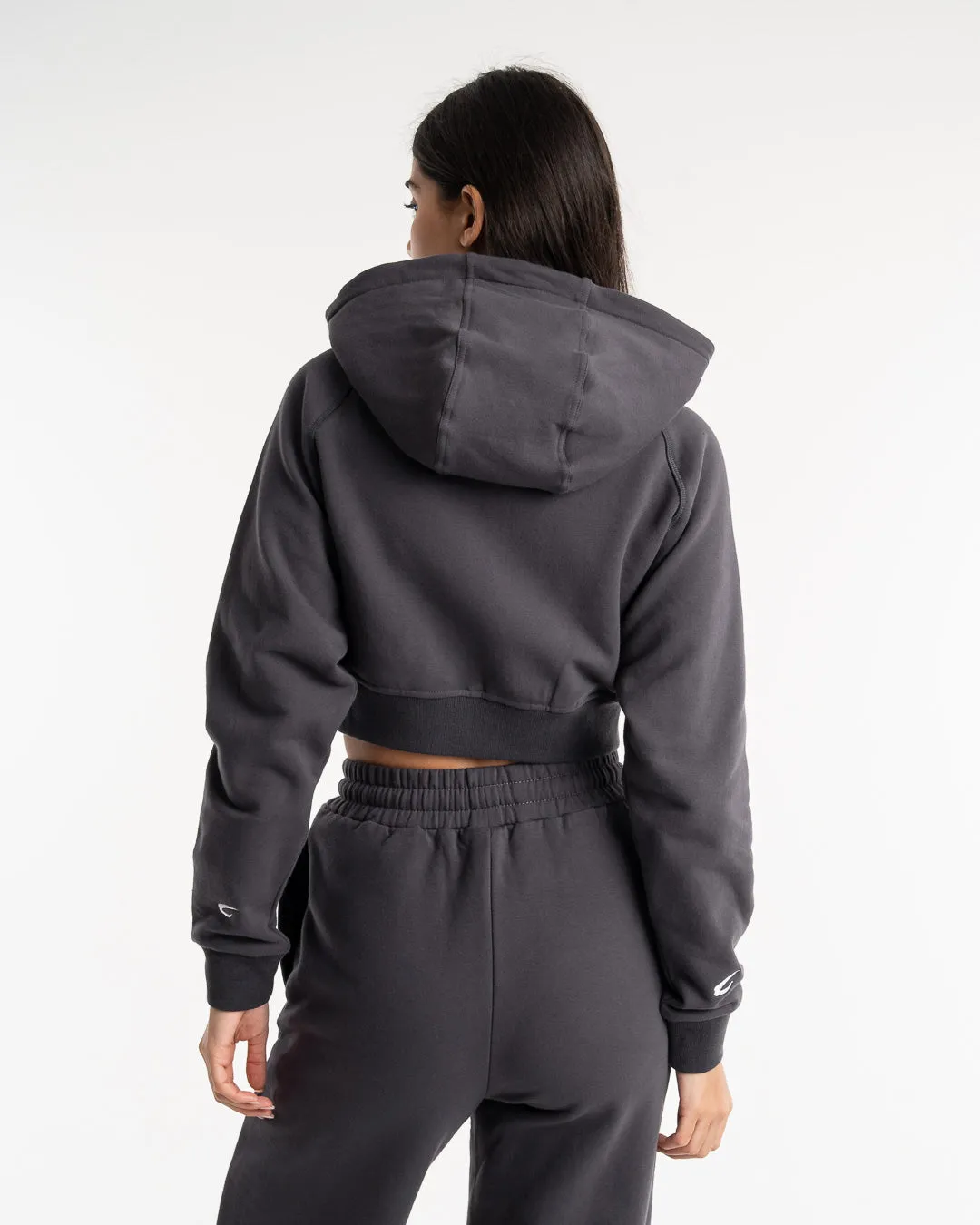 Winstone Cropped Zip Hoodie - Charcoal