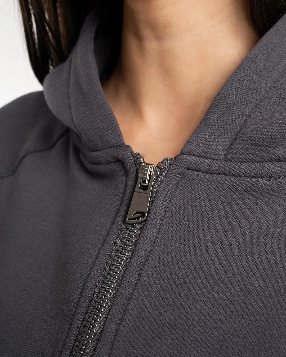 Winstone Cropped Zip Hoodie - Charcoal