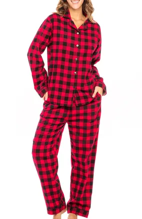 Women's Classic Cotton Flannel Pajamas with Pockets