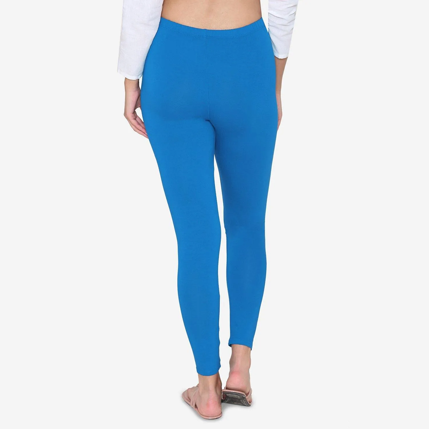 Women's Cotton Ankle leggings (Free Size) - Coral Blue