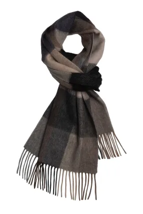 Woodbury Plaid Wool Scarf, Brown / Grey / Beige